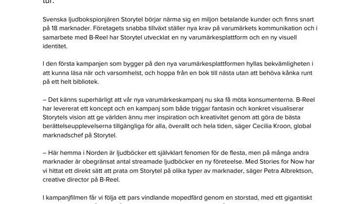Storytel släpper berättelser fria i global kampanj