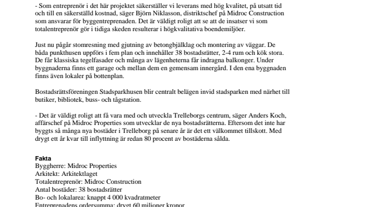 Midroc bygger 38 nya bostadsrätter i Trelleborg