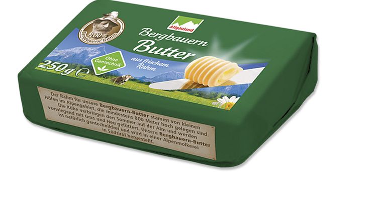 Allgäuland Bergbauern Butter aus frischem Rahm 