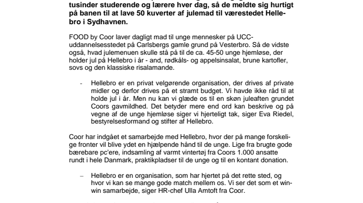 Unge hjemløse får mad fra FOOD by Coor 