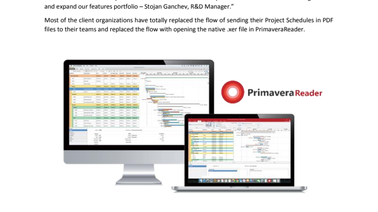 PrimaveraReader brings new features for Project Organizations