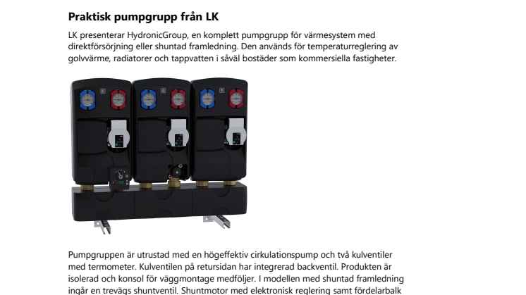 Praktisk pumpgrupp från LK