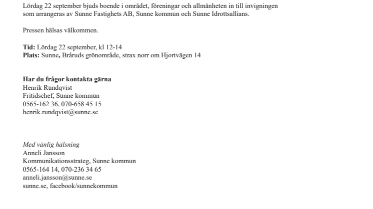 Invigning av ny multiarena i Sunne