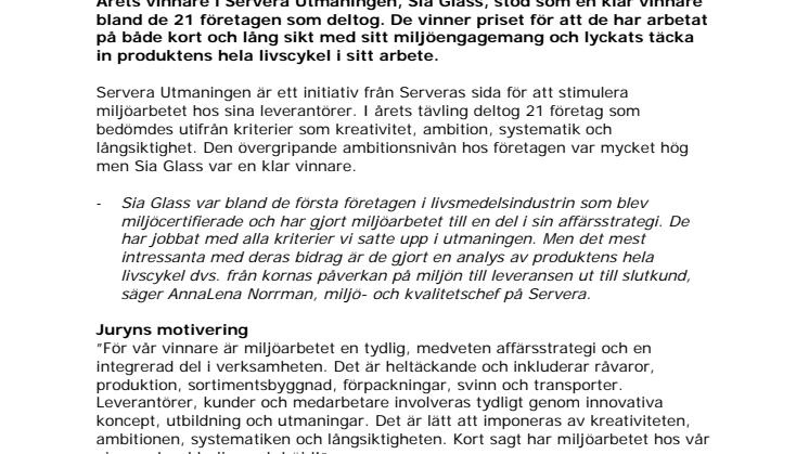 Sia Glass - vinnare i Servera Utmaningen 2011