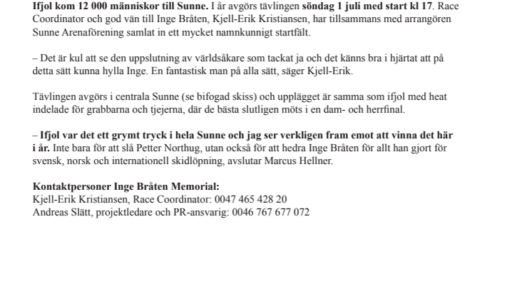 Inge Bråten Memorial 1 juli 2012 i Sunne
