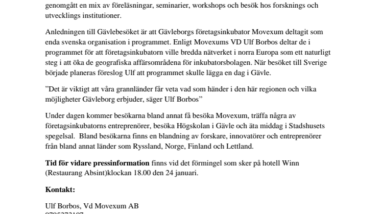 Forskare, innovatörer och entreprenörer från norra Europa besöker Gävle