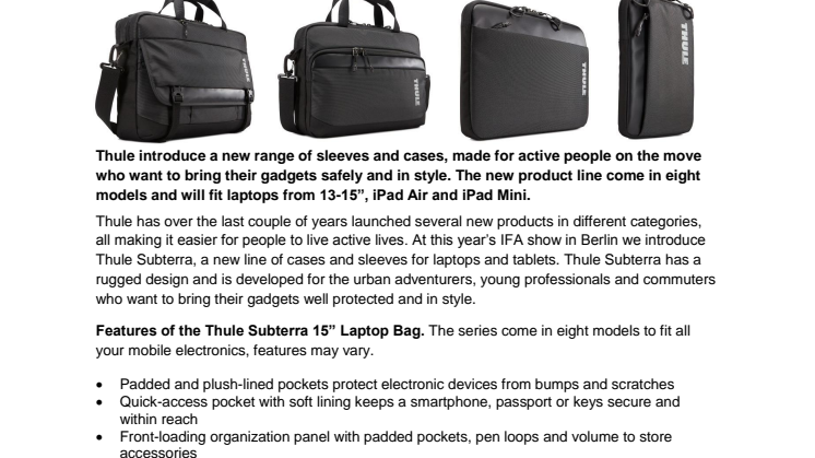 Thule Subterra, a new rugged product series for keeping your tablets and laptops safe on the move 