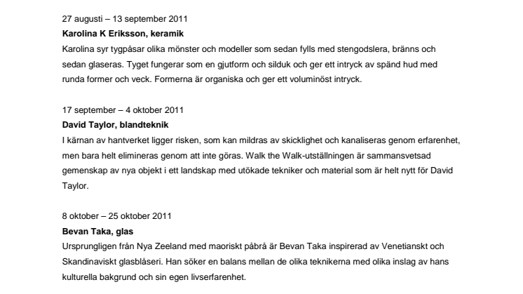 Utställningar hösten 2011