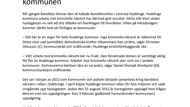 Huddinge får rätt - Bandidos lämnar kommunen