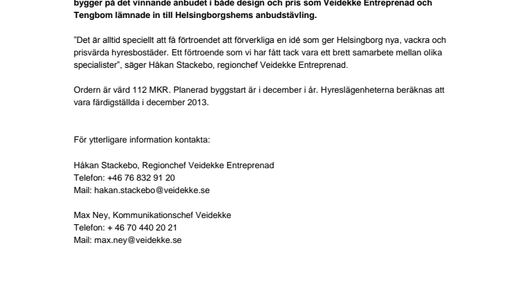 Nya, vackra och prisvärda hyresbostäder i Helsingborg
