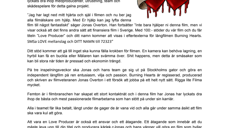 BECOME A LOVE PRODUCER –  MÖJLIGHET ATT STÖDJA SVERIGES MEST SPÄNNANDE FILMPROJEKT.