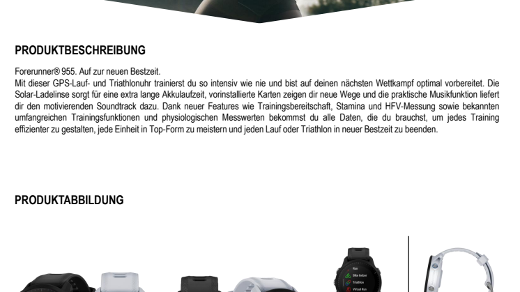 Datenblatt Garmin Forerunner 955