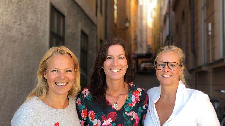 Från vänster Sofi Franzén, VD Eventyr, Malin Duintjer Insamlings- och marknadschef Friends, Nina Jonsson, COO Eventyr.
