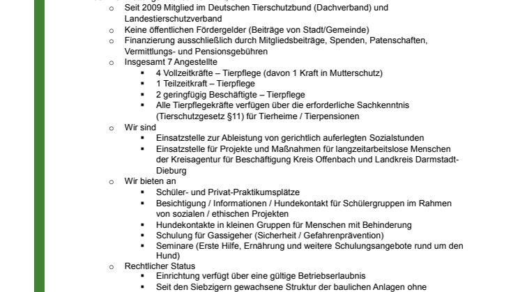 Information Tierherberge Egelsbach