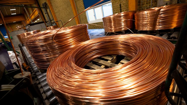 Tillverkning av koppartråd i Dahrens fabrik i Jonslund