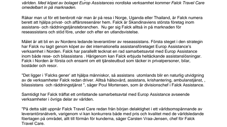 Falck köper Europ Assistance