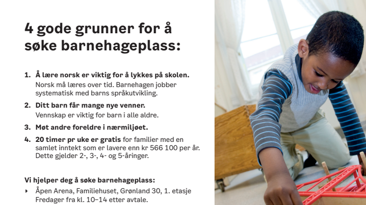 Søk om barnehageplass - norsk