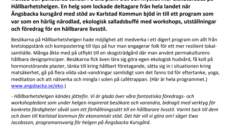 Äta ogräs? - Hållbarhetshelgen på Ängsbacka guidade  och inspirerade till en mer hållbar och medveten livsstil
