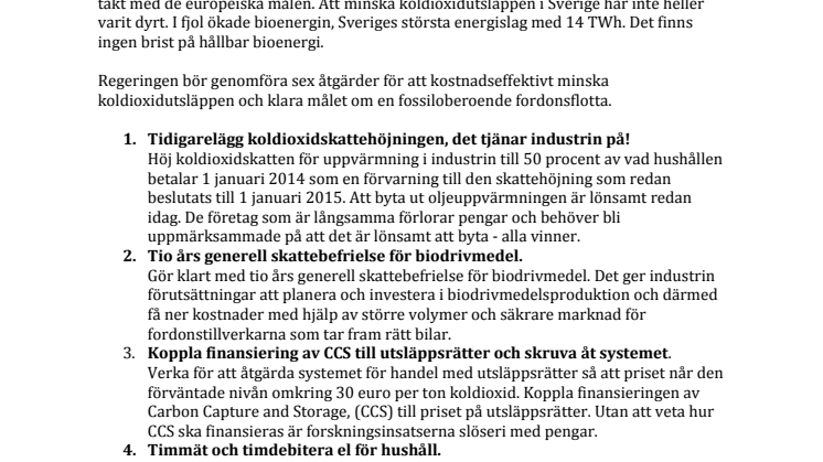 Svenska utsläpp ökar – Svebio rekommenderar sex åtgärder!  