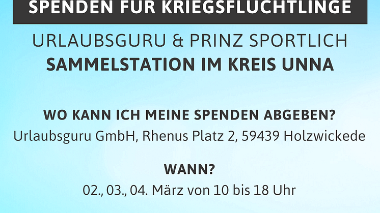 Urlaubsguru und Prinz Sportlich sammeln Spenden für Ukraine