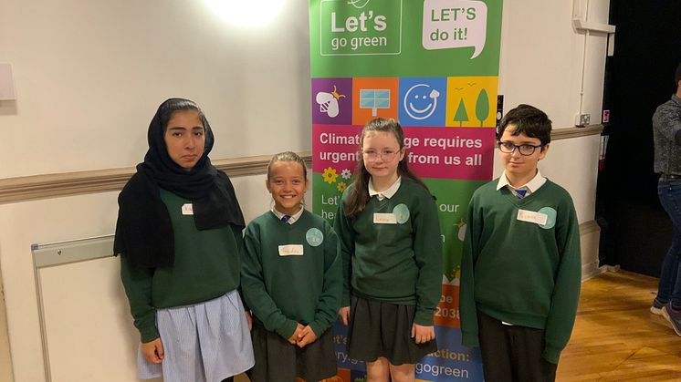 Pupils from Radcliffe Hall CE Primary School at the Bury school climate conference.