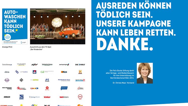 Dankesanzeige der Felix Burda Stiftung
