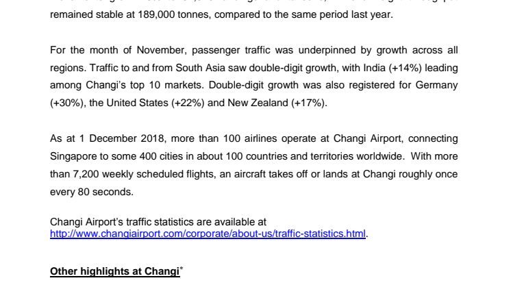 Operating Indicators for November 2018