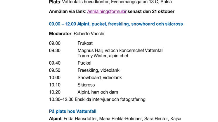 Inbjudan till Svenska Skidförbundets medieupptakt 2016/2017