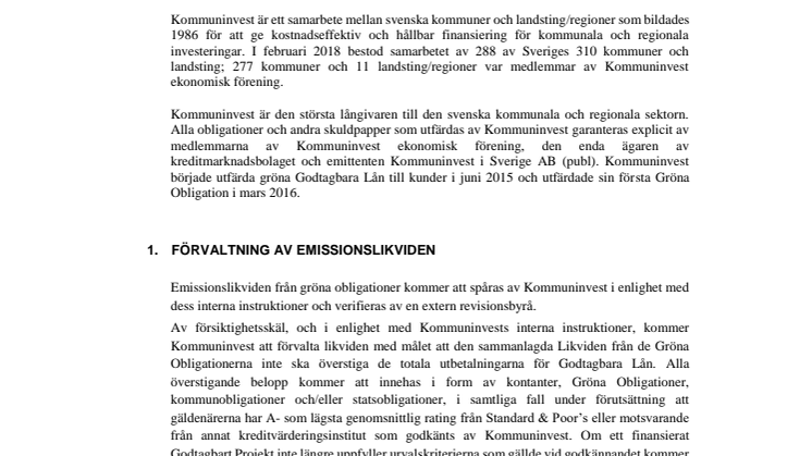 Kommuninvest uppdaterar sitt ramverk för gröna obligationer