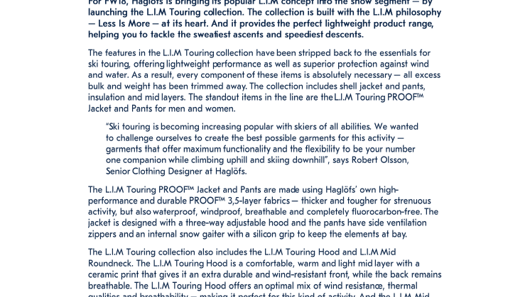 HAGLÖFS’ L.I.M TOURING COLLECTION 