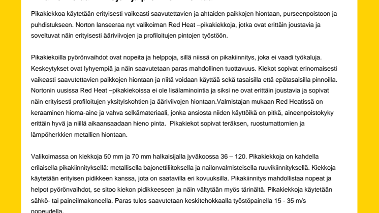 Pikakiekko ääriviivojen ja profiilien hiontaan
