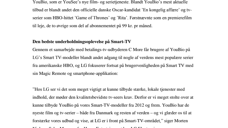 YOUBIO LANCERES PÅ LG SMART-TV