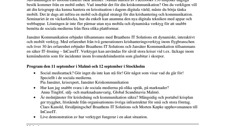 Är din organisation beredd med en krishanteringsplan som möter dagens digitala normer och mobila verklighet?