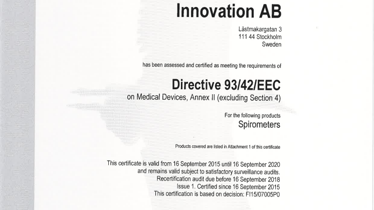 CE-märkning Air Smart Spirometer