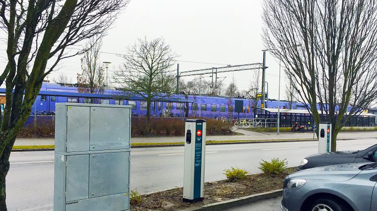 CLEVER laddstationer vid stationen i Skurup som en del av EU-projektet MECOR