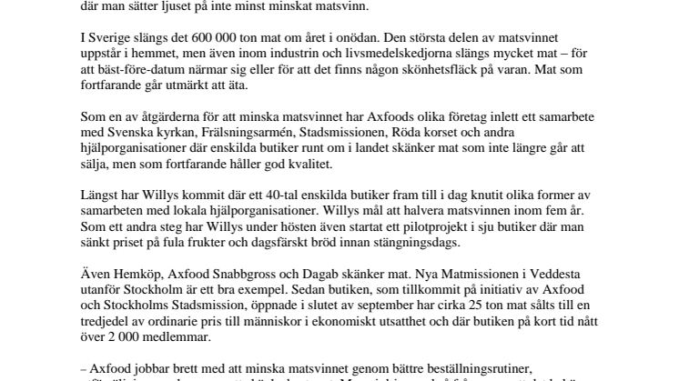 250 ton mat till välgörenhet istället för i soporna