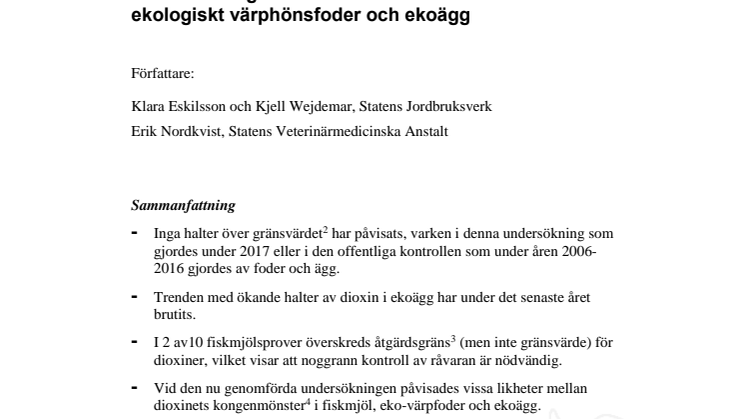 Jordbruksverkets och SVA:s gemensamma rapport