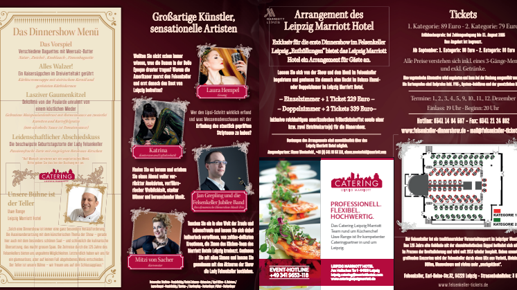 Flyer Dinnershow "Enthüllungen" im Felsenkeller Leipzig