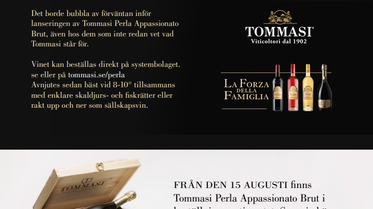 Tommasi lanserar mousserande- det bubblar av förväntan!
