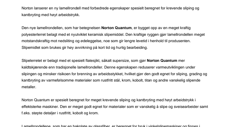 Ny lamellrondell for krevende sliping 
