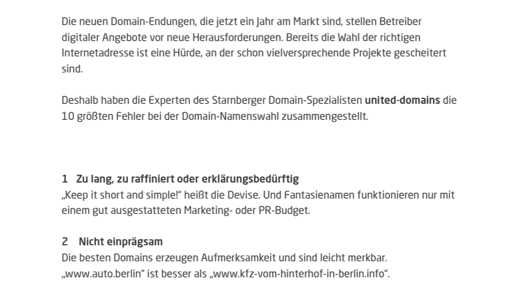 Die 10 größten Fehler bei der Domain-Wahl