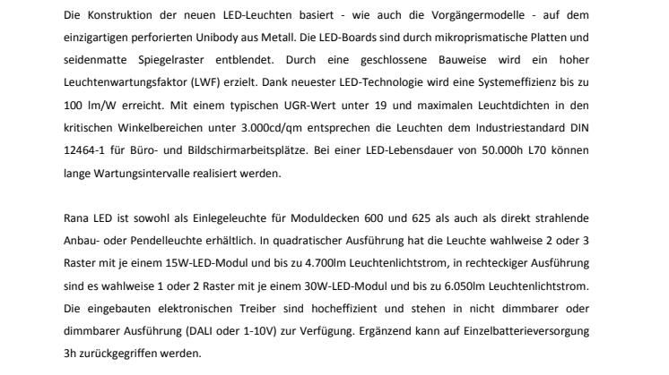 SYLVANIA RANA LEUCHTEN-FAMILIE UM LED-MODELLE ERWEITERT