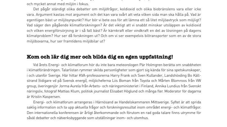 Toppnamn på toppmötet Energi- och klimatforum