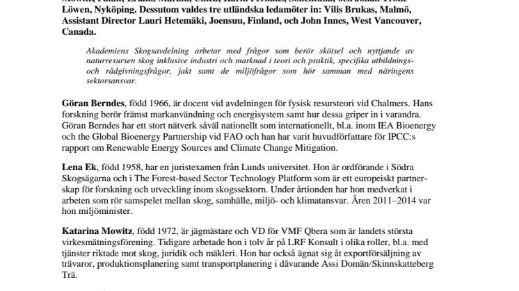 KSLA välkomnar nya ledamöter i Skogsavdelningen