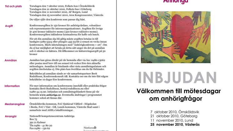 Mötesdag om anhörigfrågor