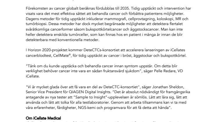 iCellate får Horizon 2020