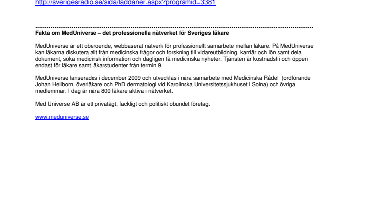 MedUniverses VD Anna Omstedt Lindgren i P1 Tendens