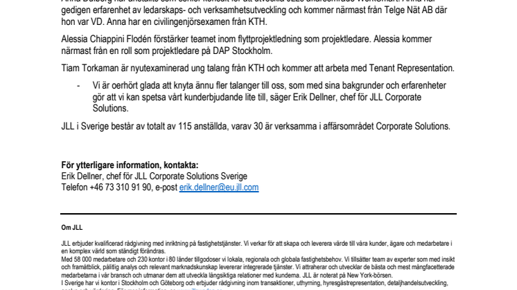 JLL Corporate Solutions fortsätter att expandera 