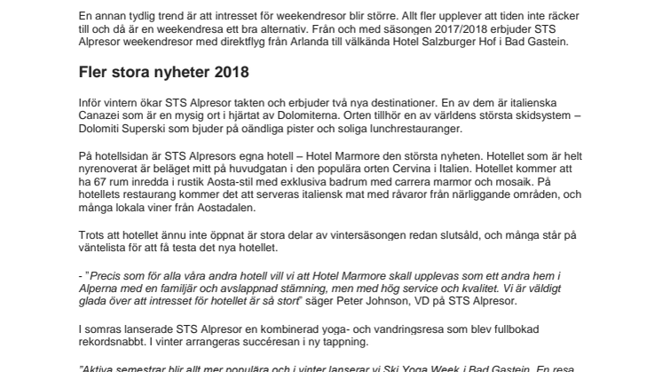 STS Alpresor ökar vinterns försäljning med 17 procent!