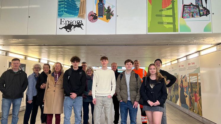 Looking good! A-level students joined local Art Society members to unveil these stunning images at Epsom station - download more pictures below